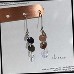SALE♥SWAROVSKIメタルラウンドプレートピアス／イヤリング　シルバー