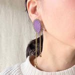 Tear Drop~brass~【レザーピアス/イヤリング】 “Purple”