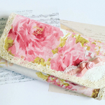 フランス輸入生地 水彩画みたいな薔薇の長財布
