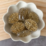 再販 10pcs antique oval flat beads goldline  clear