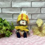 『寒さに負けないにゃ〜(帽子＆マフラー＆ブーツ)』世界で１匹のあみぐるみねこちゃん(みかん)❤️