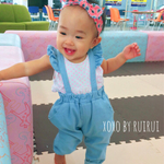 再販26♡ライトブルーデニム♡ふりふりサロペット