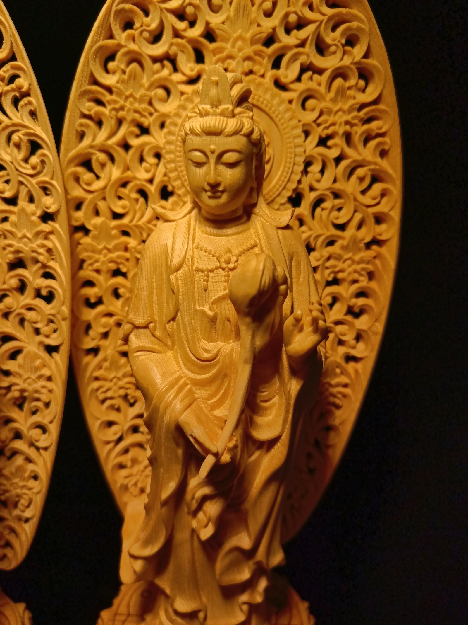 仏像 木彫 西方三聖 観世音菩薩·釈迦牟尼仏·観音菩薩 財前彫刻