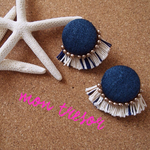 【再販】デニムくるみボタンピアス