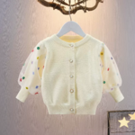 子供服の女の子 セーター カーディガン ニット 子供の上着 コート 73cm-110cm