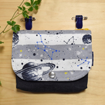 ボーダーの惑星 × デニム 移動ポケット ファスナー付き