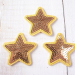 ♪3枚♪ アイロンワッペン スパンコール 星 金 