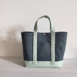 帆布トートバッグLマチ広めボトルグリーン ×スモーキーセラドン 倉敷帆布