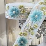 ☆[実物のお色味と違う場合があります] インド刺繍リボン　花　インド刺繍　スパンコール　刺繍リボン　リボン　りぼん　※10月8日よりゆうパケットにて発送