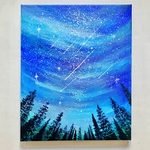 願い星＊絵画　夜空　風景画　星座　冬　幻想的　原画