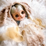 垂れ耳うさぎさんの帽子とふんわりドットチュールのセットアップ✩ネオブライス☆