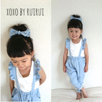 再販3♡ライトブルーデニム♡ダブルリボンbaby&kidsヘアゴム♡
