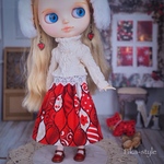 【再販】オーナメントプリントのスカート                       ⑥ ネオブライス　リカちゃん