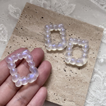 【6個】ブルーオパール　ポコポコレクタングル　アクリルビーズ