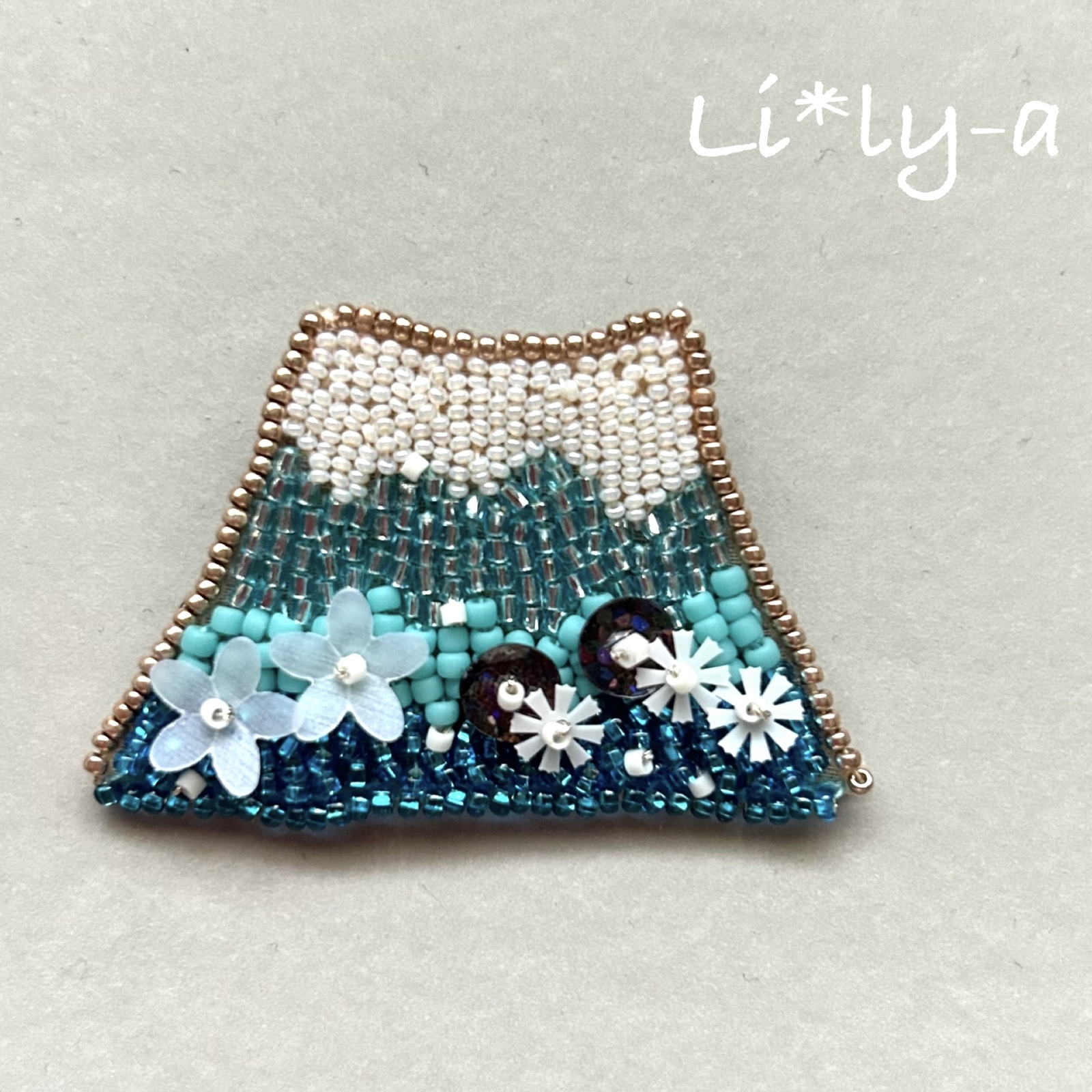 NO.989❤富士山 虹❤レジンへアゴム ブローチ