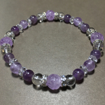 蓮の花彫りアメジストとラベンダーアメジストのブレスレット♪