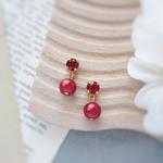 Simple bijou×Cotton pearl イヤリング／ピアス(スカーレット)*4261*