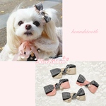 ありすりぼん🎀 犬用 リボン 千鳥柄 シック オシャレ バレッタ 軽量 ペット用 犬 猫