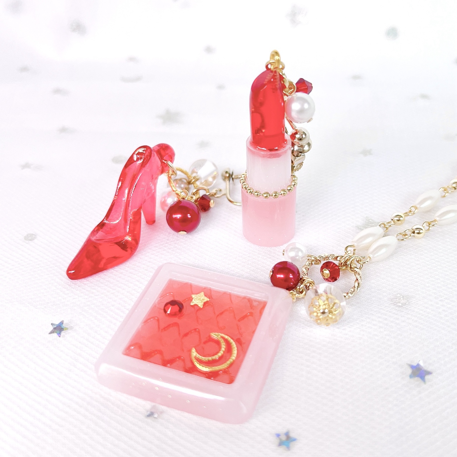 Lafeecuiller ハンドメイド  デザフェス  兎メロンソーダネックレス 1番星のクリームソーダ(グリーン・メロンソーダ)ネックレス