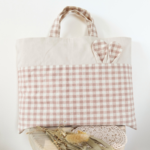レッスンバッグ*ギンガム　うさみみ　レッスンバック　シューズバック　コップ袋　お名前刺繍