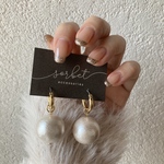 Big cotton pearl hoop ∵ パール フープピアス 大きめ コットンパール 大ぶり アレルギー対応