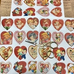 バレンタイン❤️レトロハート＊ノーカットコラージュ素材＊コラージュペーパー＊紙モノ