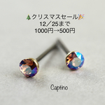 🎄クリスマスセール🎉3㎜シンプルクリスタルピアス・ヴィンテージローズシマー