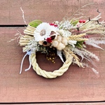 向き4種類　しめ縄　しめ縄リース　しめ縄スワッグ　しめ縄ブーケ　お正月飾り　コットンフラワー