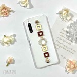【全機種対応】お洒落バイカラー スクエア ハンドホルダー 付き スマホケース AQUOS/GALAXY/iPhone/Xperia/Android/arrows