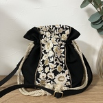 インド刺繍リボン＊巾着ショルダーバッグ　　巾着バッグ