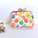 バルーンと動物の赤ちゃん柄の親子がま口財布＊きなり＊