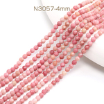 N3057-4mm  1連(約85個)  天然石ビーズ 連売り ピンクオパール ラウンドカット 通し穴あり 4mm   1連(約85ヶ)