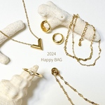【数量限定】Happy BAG 2024★シンプル系 人気アクセサリー5点set (ゴールド) 金属アレルギー対応 / 錆びないアクセサリー
