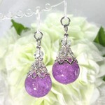 ☆☆クラックガラス（紫）☆ピアス（樹脂フック）