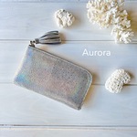【期間限定50％OFF】使いやすくてコンパクト☆L字ファスナー長財布『coronコロン』 オーロラシルバー