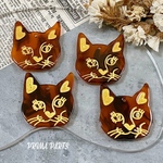 4個 猫 プレート アクリル チャーム べっ甲
