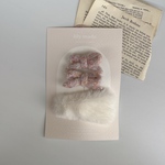 knit ribbon × fur pin  set