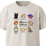 【奄美お土産】奄美の生き物図鑑【オートミール】ekot Tシャツ <イラスト：タカ（笹川ラメ子）>