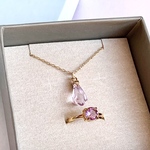 ピンクアメジスト の ネックレス & 指輪 ❇︎ ︎天然石 ❇︎ Minette☆ NE094 & RING070