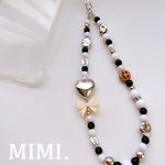 ビーズストラップ🤍🖤スマホストラップ●ハンドストラップ🩶LOVE♡cool×cute🎀/MIMI.☺︎