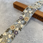 約4cm幅/刺繍リボン/カラーチュール(薄いミント)/花刺繍