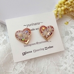 ピアス　お花アクセサリー　赤　レッド　お出かけアクセサリー　普段使いアクセサリー　デート　ハート　ハートアクセサリー