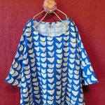 【新作】北欧調鳥モチーフゆったりワンピース（Ｗガーゼ）