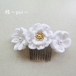つまみ細工＊髪飾り＊白