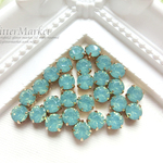 ￥340→￥300☆30個セット☆6mm グリーンオパール　台座付きアクリルストーン