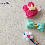 ヘアクリップ３点セットＧ☆うさぎ　リボン　お花　虹