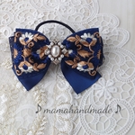 【再販】大人可愛いネイビーインド刺繍リボン