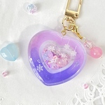 クリスタル　ピンク　ダブルハート　シェイカーキーホルダー　ピンク×パープル　グラデーション　雪の結晶　ゆめかわ　大人可愛い　シャカシャカキーホルダー　レジン　お揃い