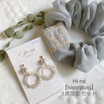 1点のみハッピーバッグ⭐︎ビーズクロッシェとパールピアス（イヤリング）&刺繍リボンのシフォンシュシュセット⭐︎福袋