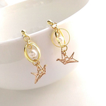 再販×…  ピアス 鶴シリーズ② 透かし鶴×毬  和